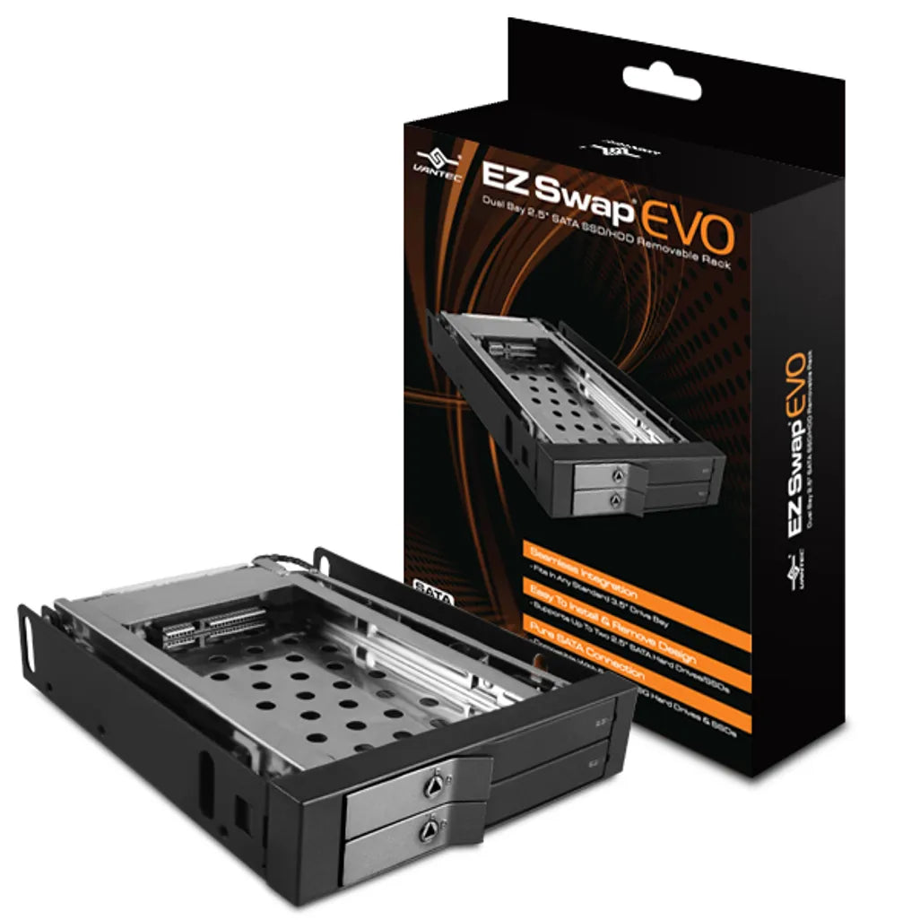 Vantec EZ Swap EVO, Black, Aluminium, Metal, 102 mm, 135 mm, 25 mm, SATA