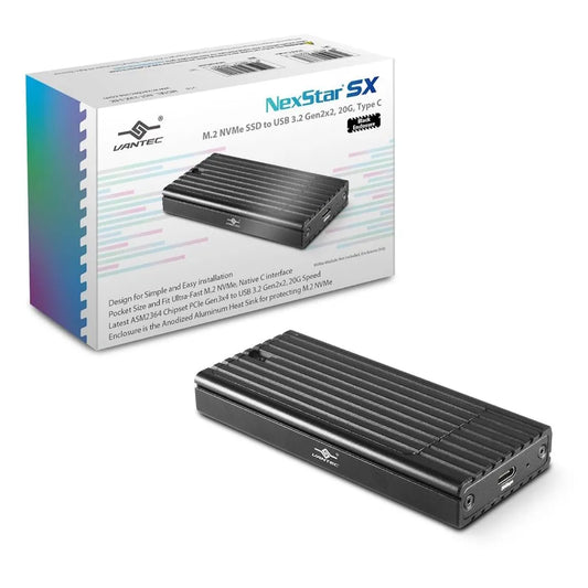 Vantec NST-230C3-BK, SSD enclosure, M.2, PCI Express 3.0, USB connectivity, Black