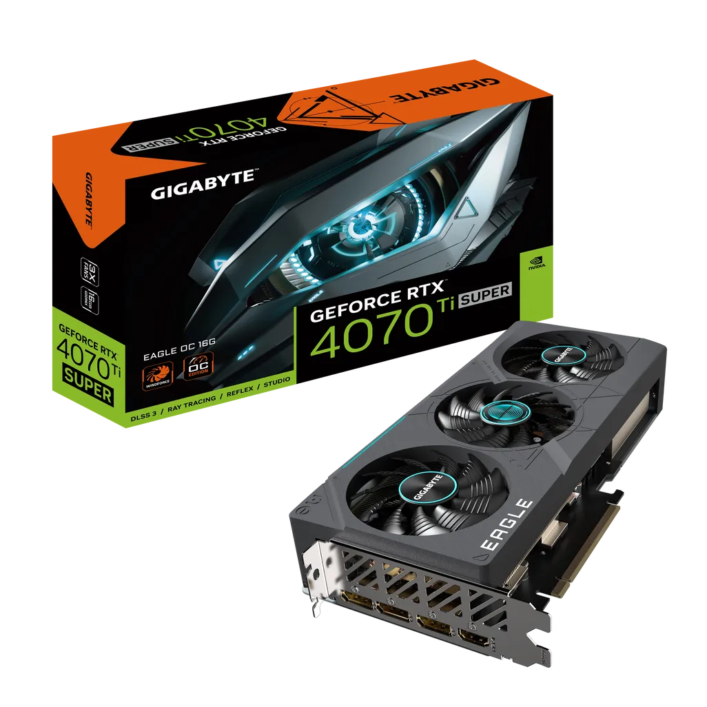 GIGABYTE EAGLE GeForce RTX 4070 Ti SUPER OC 16G, GeForce RTX 4070 Ti SUPER, 16 GB, GDDR6X, 256 bit, 7680 x 4320 pixels, PCI Express 4.0