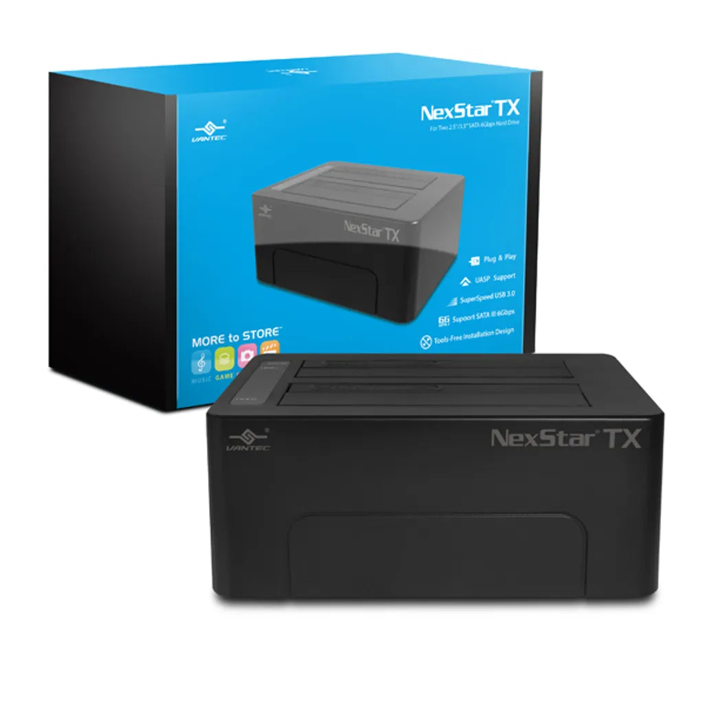 Vantec NexStar TX, HDD, SSD, Serial ATA, Serial ATA II, 2.5,3.5", 8 TB, USB 3.2 Gen 1 (3.1 Gen 1) Type-B, 5 Gbit/s