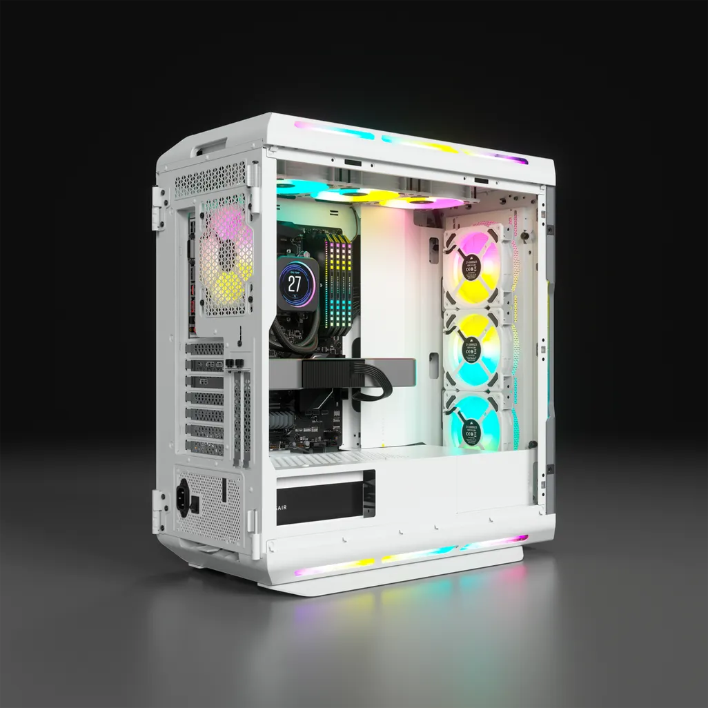 Corsair iCUE 5000T RGB, Midi Tower, PC, White, ATX, EATX, micro ATX, Gaming, Multi