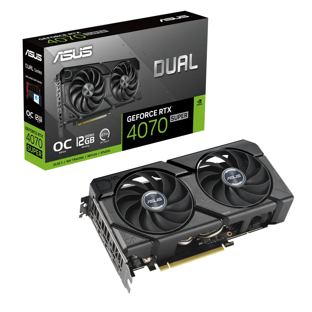 ASUS Dual -RTX4070S-O12G-EVO, GeForce RTX 4070 SUPER, 12 GB, GDDR6X, 192 bit, 7680 x 4320 pixels, PCI Express 4.0