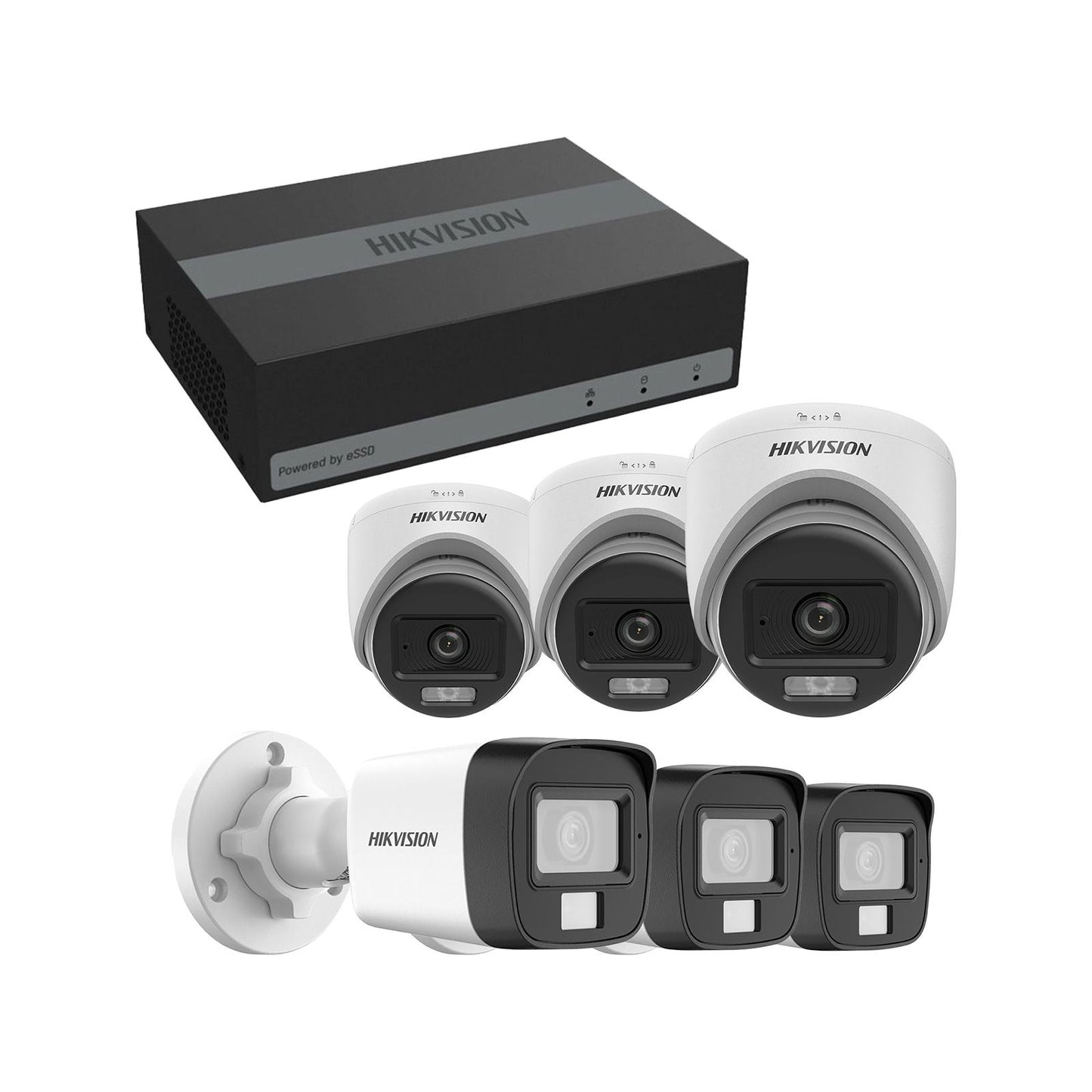 Hikvision 6 Camera Kit with 8 Port eDVR with 330GB eSSD Cable and Warning Label