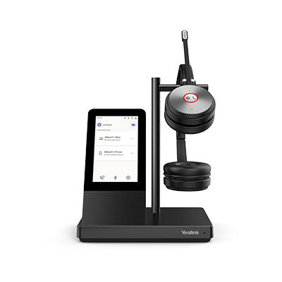 Yealink DECT Wireless On-Ear Dual Headset with Touch Screen Base Station