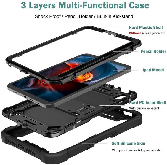 Tuff-Luv Rugged Armour Case & Stand for Apple iPad Mini 6 - Black