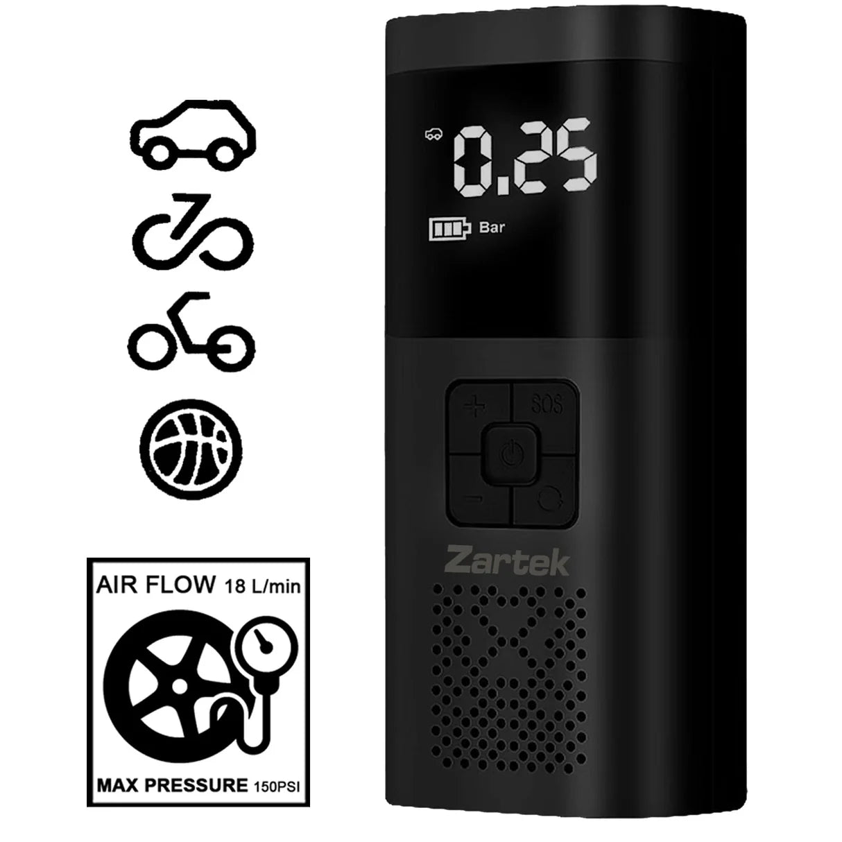 ZA-316 PORTABLE RECHARGEABLE AIR PUMP