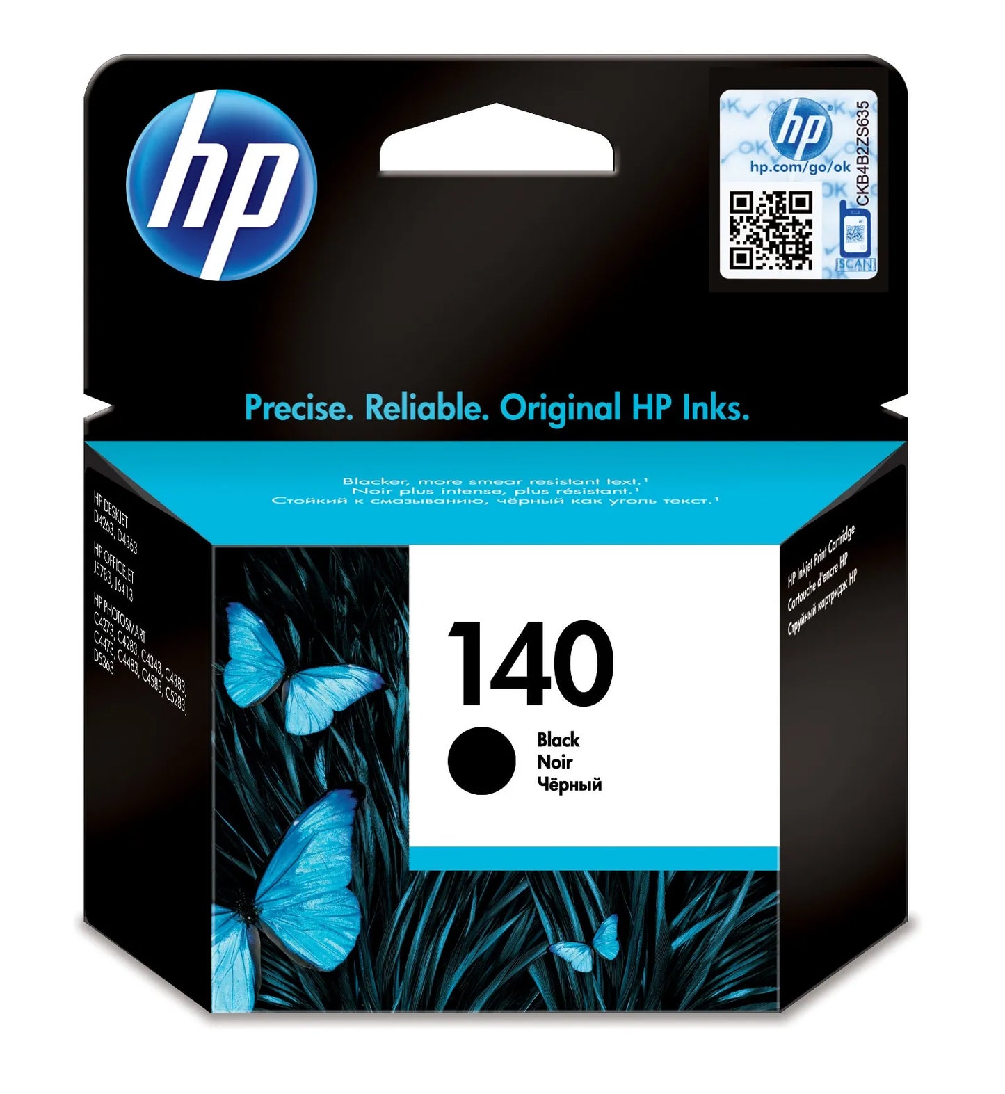 HP 140 Black Original Ink Cartridge;~200 pages.