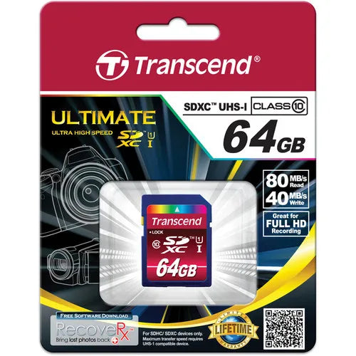 TRANSCEND 64GB SDXC UHS-I CLASS10 CARD - ULTIMATE