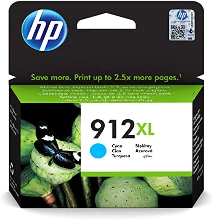 HP 912XL High Yield Cyan Original Ink Cartridge;~825 pages