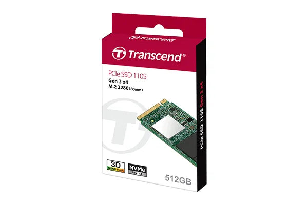 TRANSCEND MTE110S 512GB PCI-E M.2 2280 GEN 3X4 SSD - 3D TLC -DRAMLESS