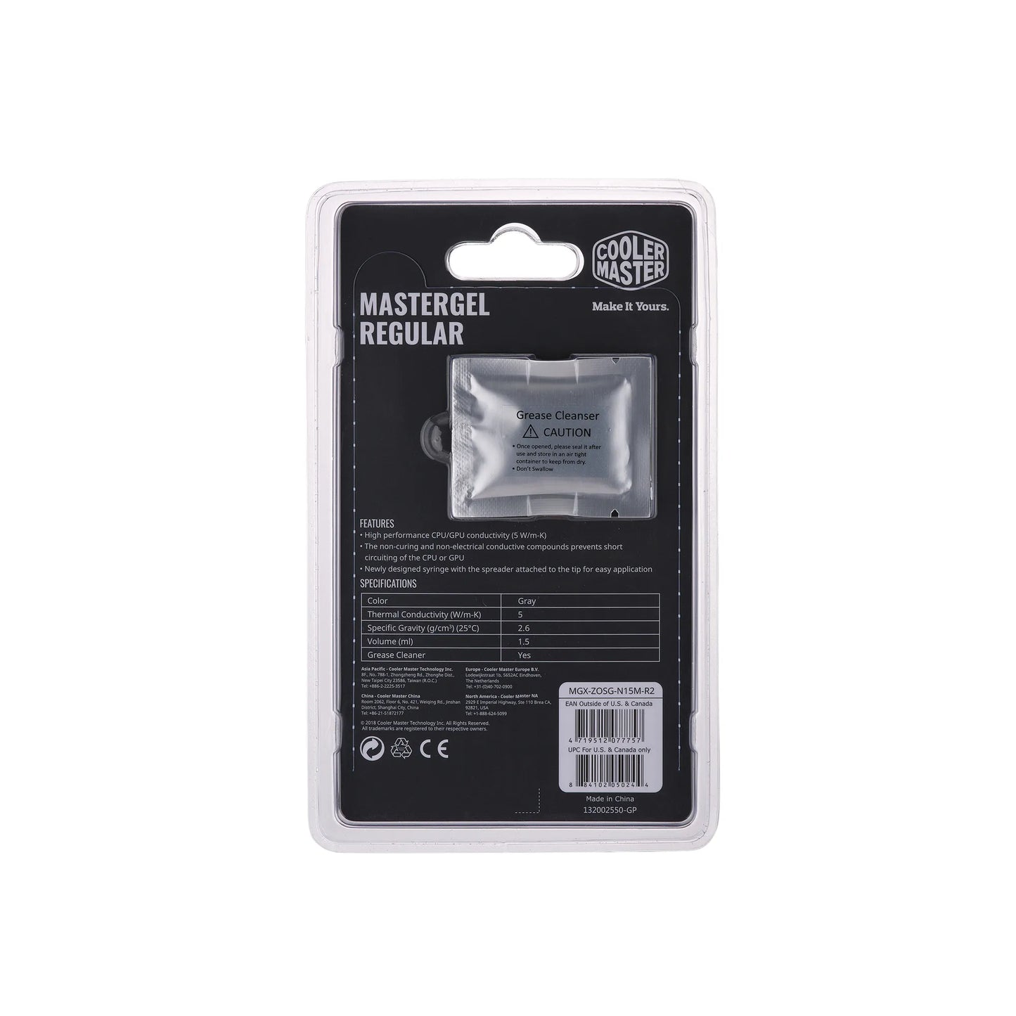 Cooler Master MasterGel Regular; Flat-Nozzle Syringe Design; CPU Thermal Paste