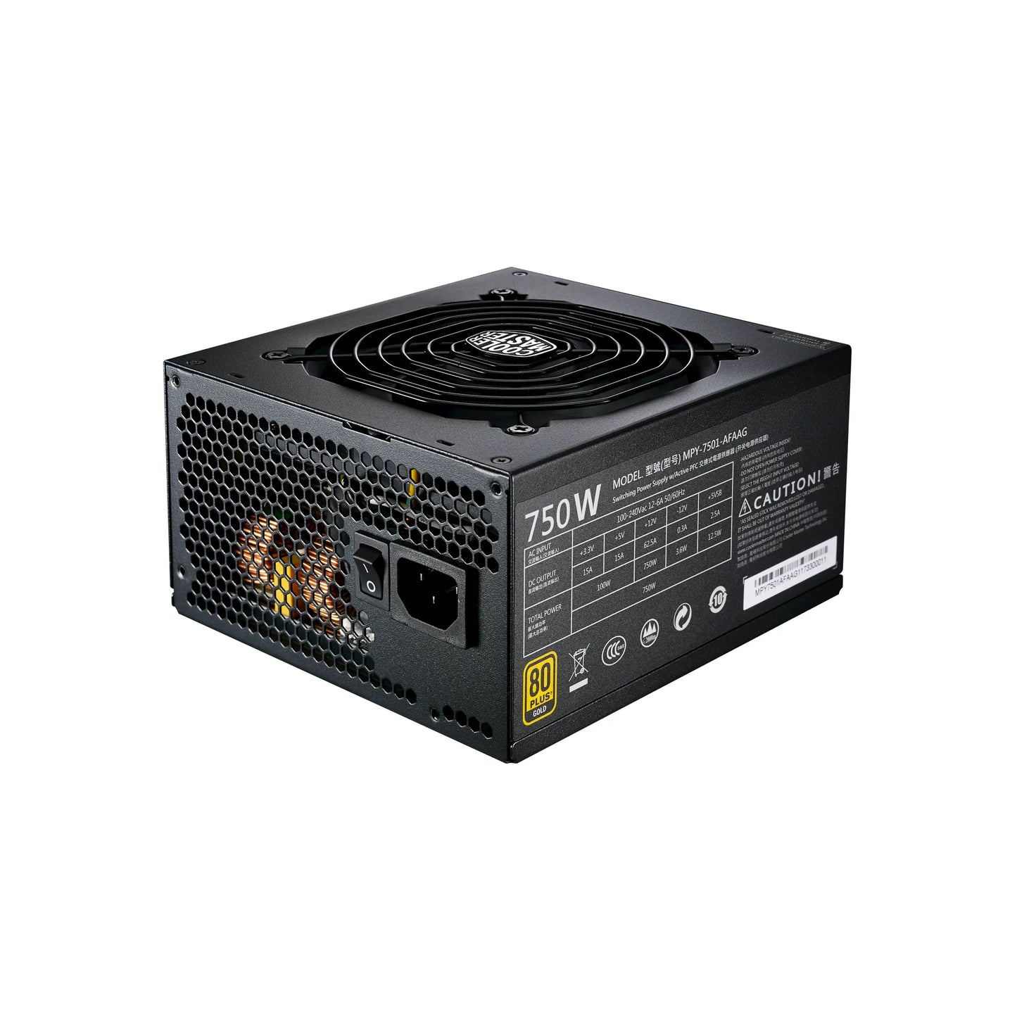 Cooler Master MWE GOLD 750W ATX PSU; 80+ Gold; Fully Modular