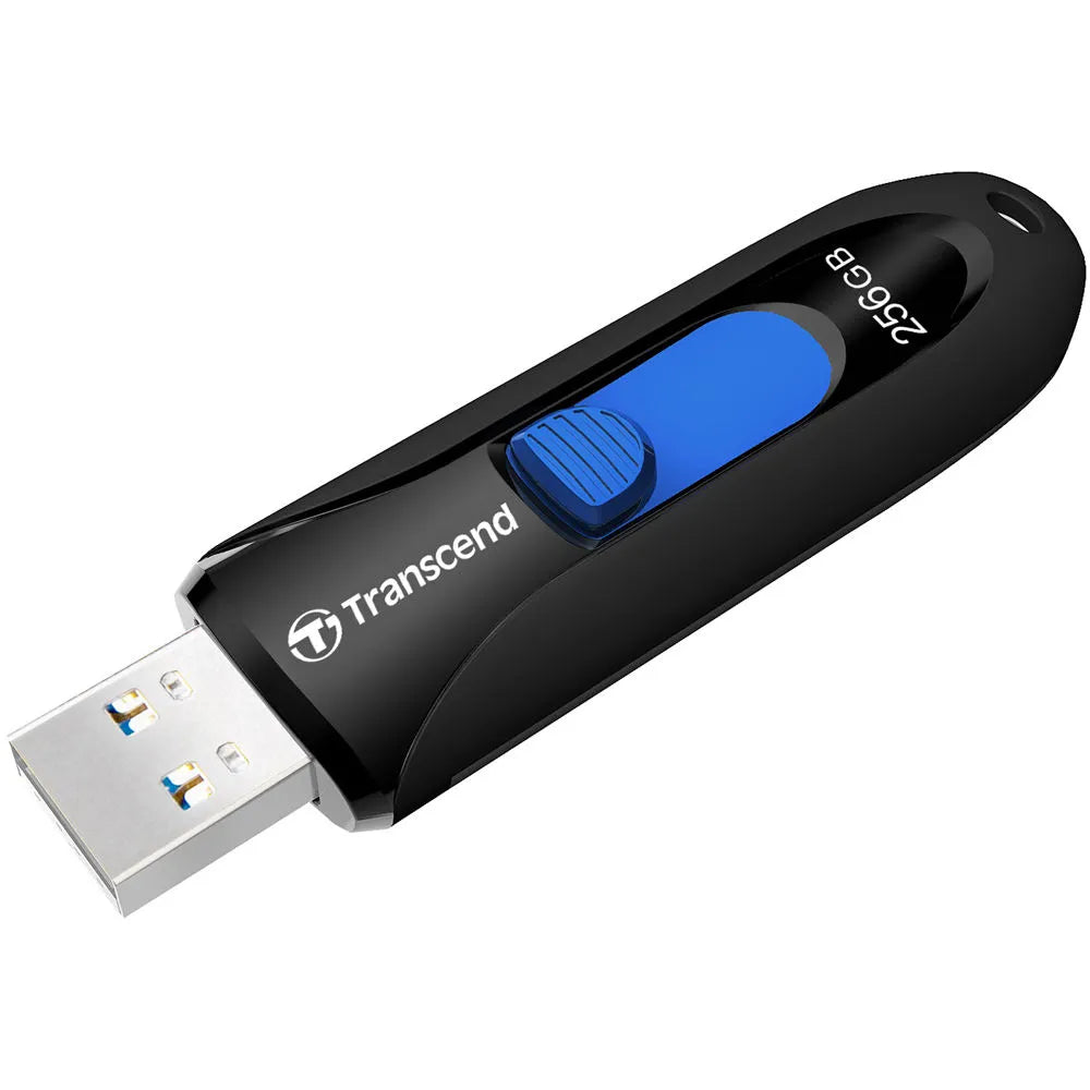 TRANSCEND 256GB JF790 USB3.1 GEN 1 CAPLESS FLASH DRIVE - BLACK AND BLUE